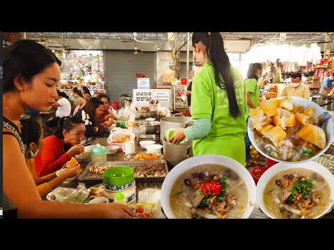 Eating Breakfast In Market - Pork Porridge With Chinese Breadsticks
