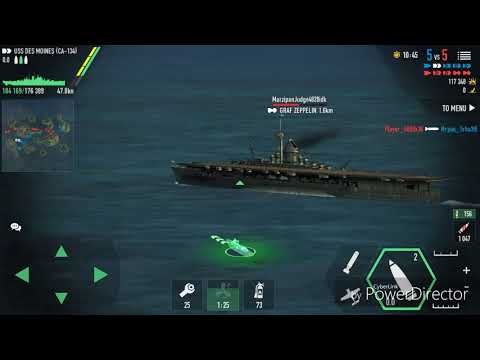 Battle of Warships ver. 1.66.0: USS Des Moines vs. Carriers Graf Zeppelin and Hornet
