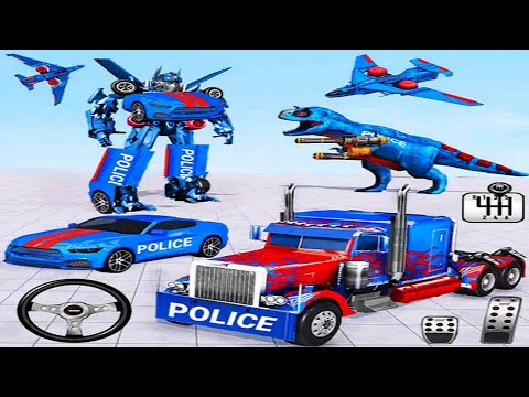 New Police Truck Dino Robot Games 2022: Robot Multi Transform - Android iOS Gameplay
