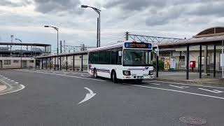 【6014】滋賀バス車種2KG-LR290J4いすゞ新型エルガミオ車番6014土山本線水口東高校経由田村神社行き貴生川駅南口バス停発車シーン