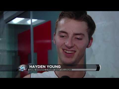 Hayden Young reacts to his game winning 3 point shot