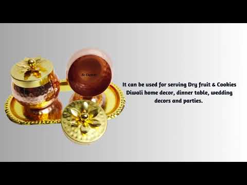 Flower Design Serving Dry Fruit Jar And Tray With Golden Box For Home Decor/gifting