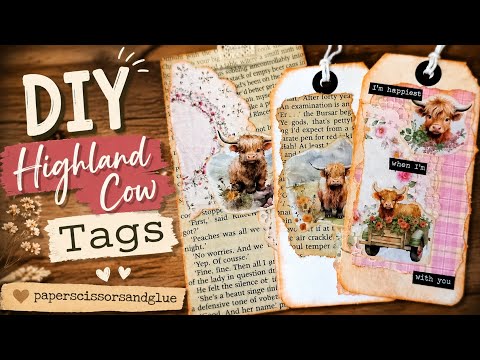 Highland cows Tags / Journal Card 🐂📚✂️☕️👍🏻🌸