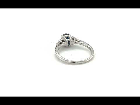 9ct White Gold Diamond & Sapphire Ring with Diamond Set Shoulders - 01080038 | Johnsons Jewellers