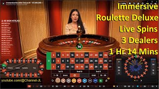 Immersive Roulette Deluxe Live Spins Pragmatic Play 3 Dealers 1 hour 14 mins