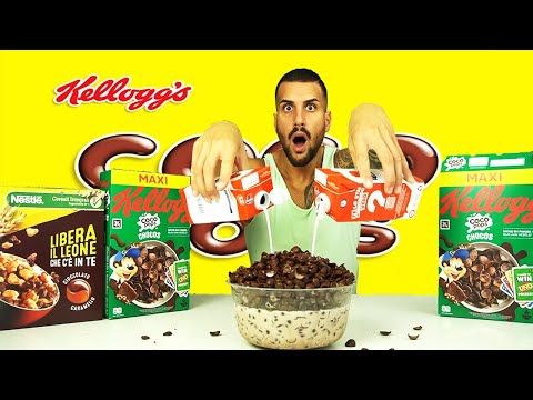3 KG di LATTE e CEREALI Kellogg's Challenge - (6500 Calorie) - MAN VS FOOD