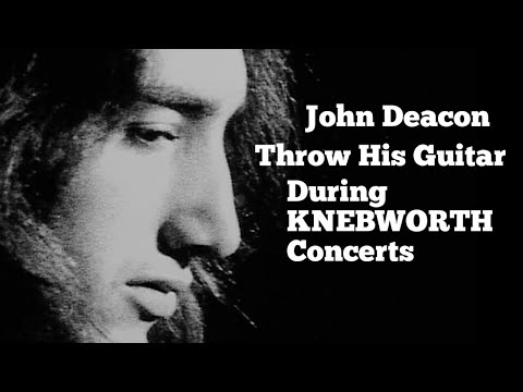 John Deacon Throw His Guitar During KNEBWORTH Concert
