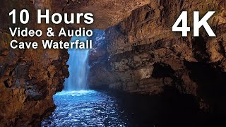 4K 10 hours - Cave Waterfall - relaxing, gentle, calming, screensaver