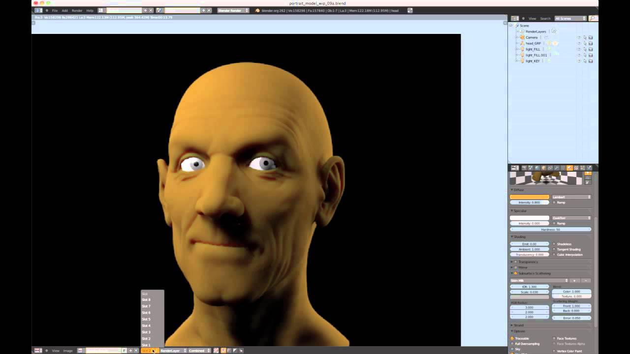 Creating a Realistic Head in Blender - part 04