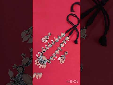 Premium Quality Silver Look Like Starling Acrylic Peach Color Bead Necklace Set