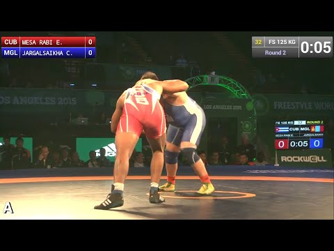 Round 2 FS - 125 kg: Chuluunbat JARGALSAIKHAN (MGL) df. Eduardo MESA RABI (CUB) by TF, 10-0