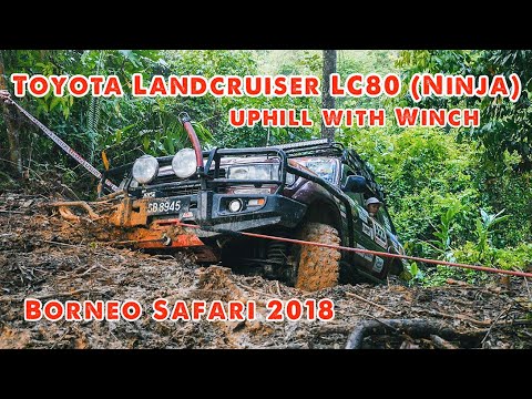 Toyota Landcruiser LC80(Ninja) Uphill with Winch ( in slow motion ) Borneo Safari 2018
