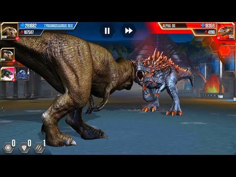 T-REX GEN 1, T-REX GEN 2, INDORAPTOR vs ALPHA 06 BOOS 200 - JURASSIC WORLD THE GAME