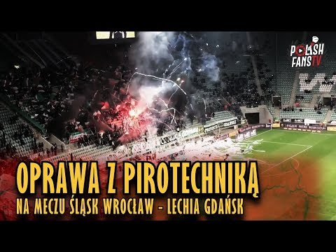 Oprawa z pirotechniką na meczu Śląsk Wrocław - Lechia Gdańsk (30.11.2018 r.)
