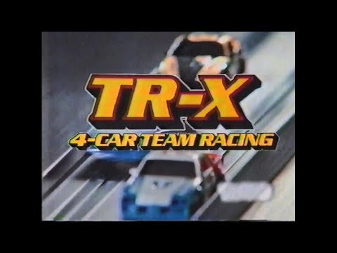 TR-X 4-Car Team Racing (slot cars) by Tyco ("of course") ad from 1985