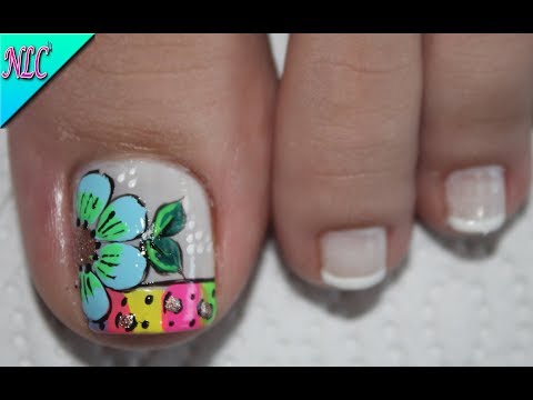 DISEÑO DE UÑAS PARA PIES FLOR Y ANIMAL PRINT PRINCIPIANTES – FLOWER NAIL ART – ANIMAL PRINT – NLC