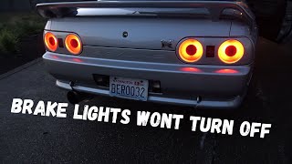 Brake lights wont turn off brake switch and rubber stopper fix install Nissan Skyline
