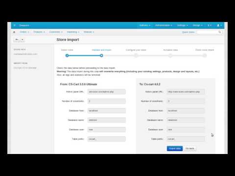 CS-Cart eCommerce Software. Features: Store Import