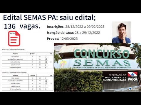 SEMAS-PA: EDITAL PUBLICADO. PROVA DIA 12/03/2023!!