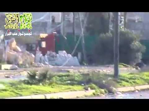 آلية مدمرة بعد استهدافها من قبل لواء النصر في الشيخ سعيد في محافظة حلب