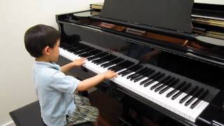 4 year old plays RCM Grade 7 piano Bach Invention No. 1 in C Major BWV 772