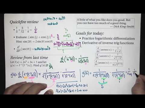 Inverse trigonometric functions (Calc 1; Lecture 2-3; Fall 26)