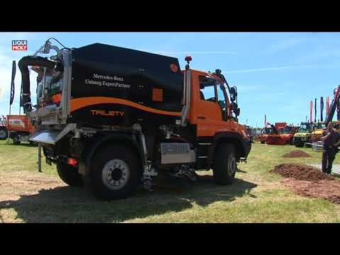Onlinemotor Mercedes Unimog U218 Kehrmaschinenaufbau Trilety mit Saugschlauch am Heck