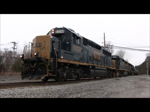 CSX trains B726 and B727 in Taunton, MA - Winter 2022