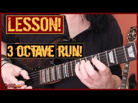 Fast 3 octave pick slanting run in A Minor