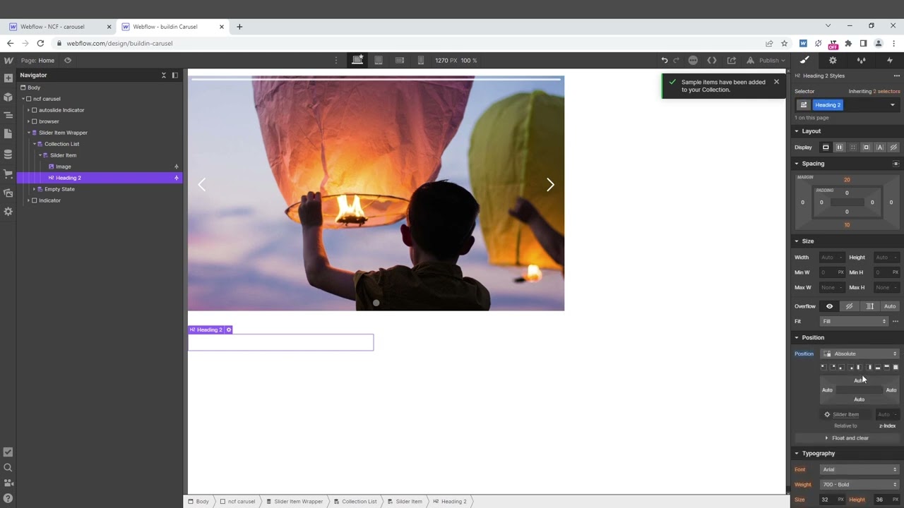 NCF Tutorial – Webflow CMS Slider Carousel