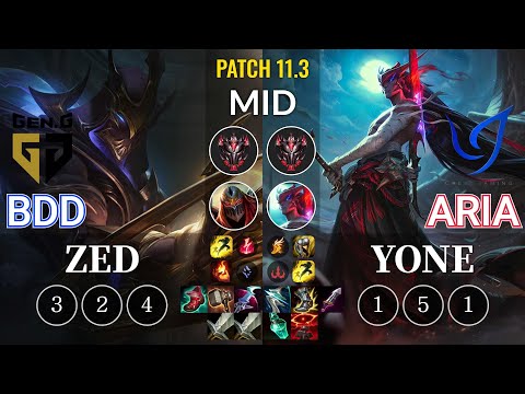 GEN Bdd Zed vs CGA Aria Yone Mid - KR Patch 11.3