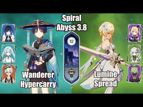 C0 Wanderer Hypercarry And C6 Dendro Traveler Spread SPIRAL ABYSS 3.8 - Genshin impact