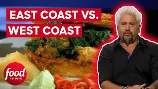 Guy Fieri Challenges Chefs From The East & West Coasts! | Guy's Grocery Games