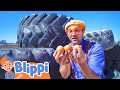 Blippi Explores An Excavator Kids Fun Educational Cartoons Moonbug Play And Learn