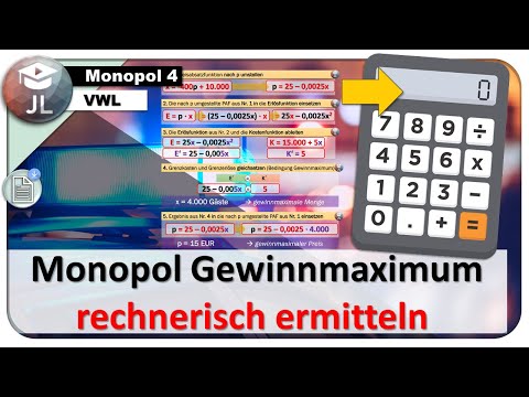 Monopol Gewinnmaximierung (Teil 4/4) - gewinnmaximale Preis-Absatz-Kombination berechnen