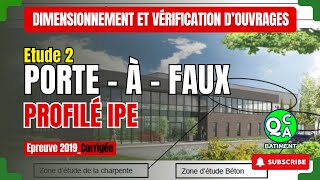 BTS Épreuve U41-2019- Corrigé– Poutre métallique- porte-à-faux #qcqabâtiment #structurebâtiment #RDM