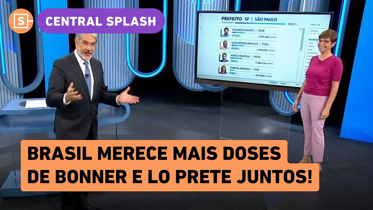 William Bonner revive meme da 'lata de cerveja' com Renata Lo Prete na apuração das Eleições