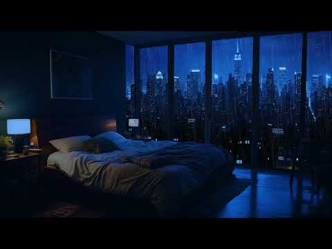 New York City Showers At Night | Relax, Fall Asleep, Sleep With The Sound Of Rain On A Soft Bed