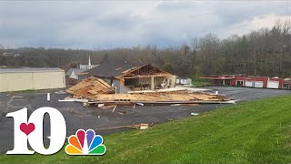 Video of tornado ripping off wall of Schubert's Funeral Home