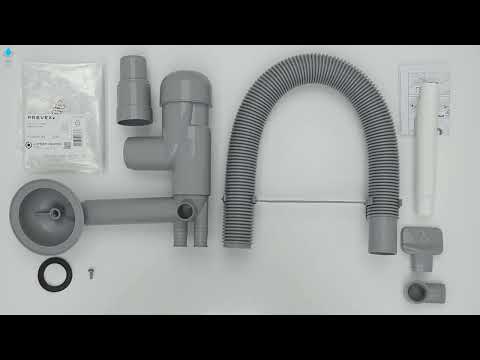 Flexloc Siphon, platzsparend, universal, für die Küchenspüle | aus recyceltem Kunststoff und Edelstahl hergestellt FL1-D9CNA-002 video