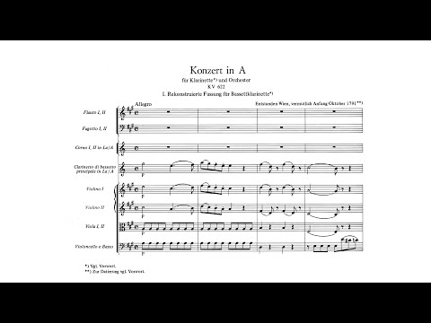 Mozart: (Basset) Clarinet Concerto in A major, K. 622 (with Score)