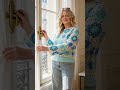 Häkelshirt, mint/blau/beige