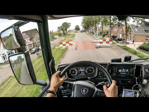 POV truck Driving Scania R450 narrow roads  Yerseke Netherlands 🇳🇱  4k cockpit view
