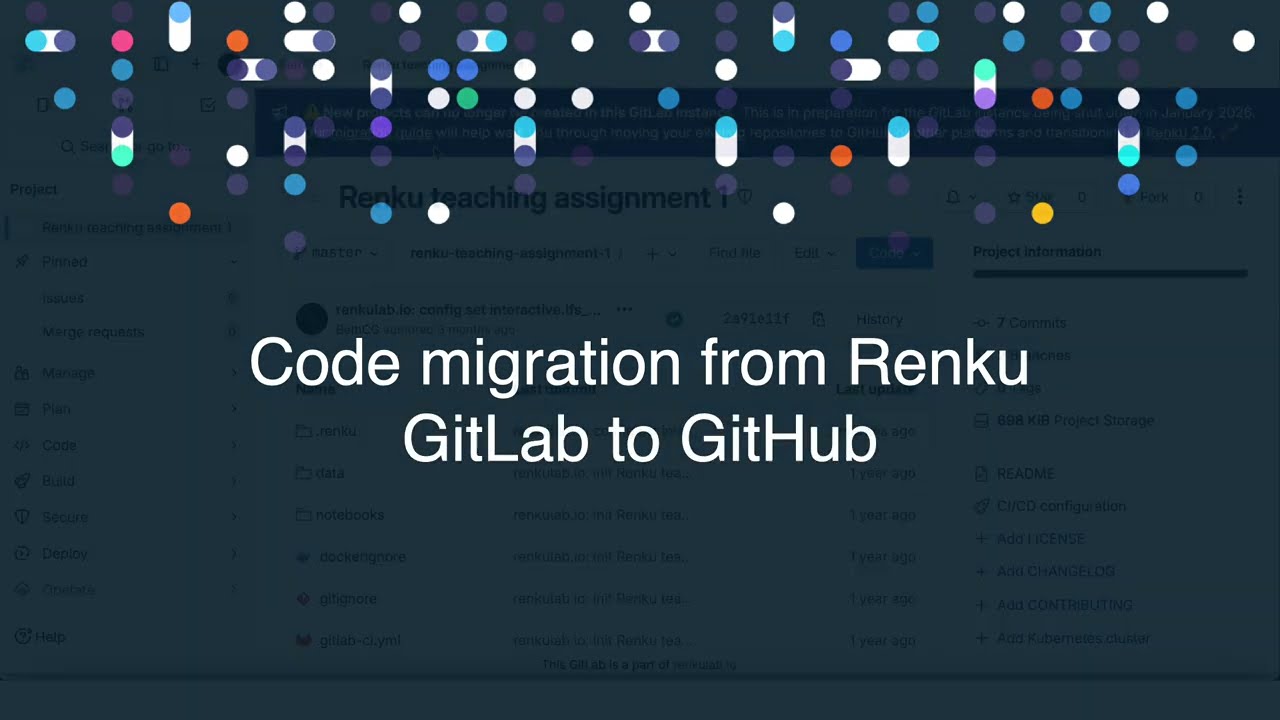 Code migration from Renku GitLab to GitHub