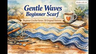 Gentle Waves Beginner Scarf — Beginner Crochet Series: 50 Original Patterns#CrochetTutorial #Beginn