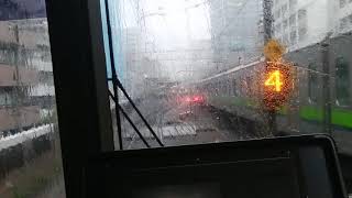 (桜内旅行XX２号) 下高井戸～笹塚間ダンゴ状態の列車渋滞ww 京王線 準特急京王線新宿行き 千歳烏山～笹塚～京王線新宿間 前面展望