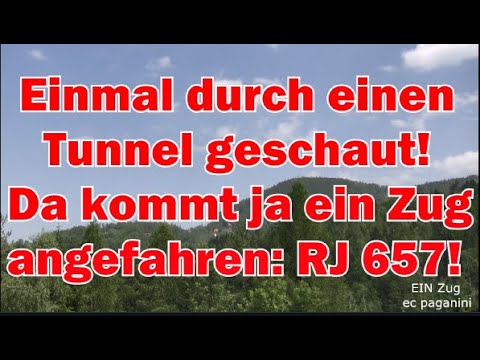 Schon einmal durch einen Tunnel geschaut? Da kommt ja ein Zug angefahren! RJ 657 Steuerwagen voraus