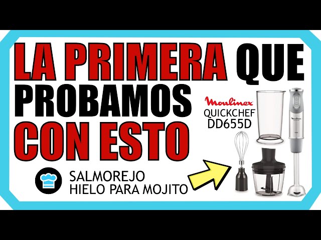 Vídeo relacionado con Moulinex QuickChef, Batidora de Mano 1000 W, Regulador de 10 Velocidad Turbo, 3 Accesorios para Picar y Montar y Vaso Medidor, Cúpula Antisalpicaduras, Acero Inoxidable, DD655D