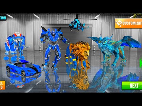 Elephant Vs Lion Robot Game 2021: Car Elephant Lion Helicopter Dragon Robot - Android Gameplay