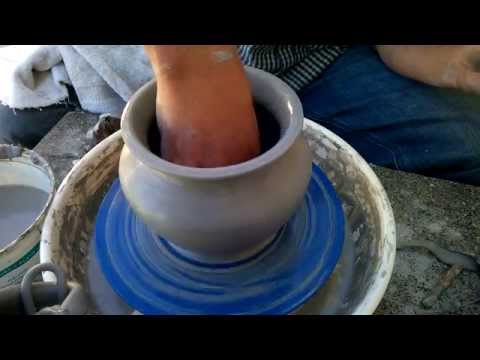Cool! Big Round Vase Being Thrown on the Pottery Wheel